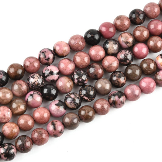 Genuine Black Rhodonite Beads for Jewelry Making Gemstone Semi Precious Stone Round 6mm Strand 15"(58-62pcs)