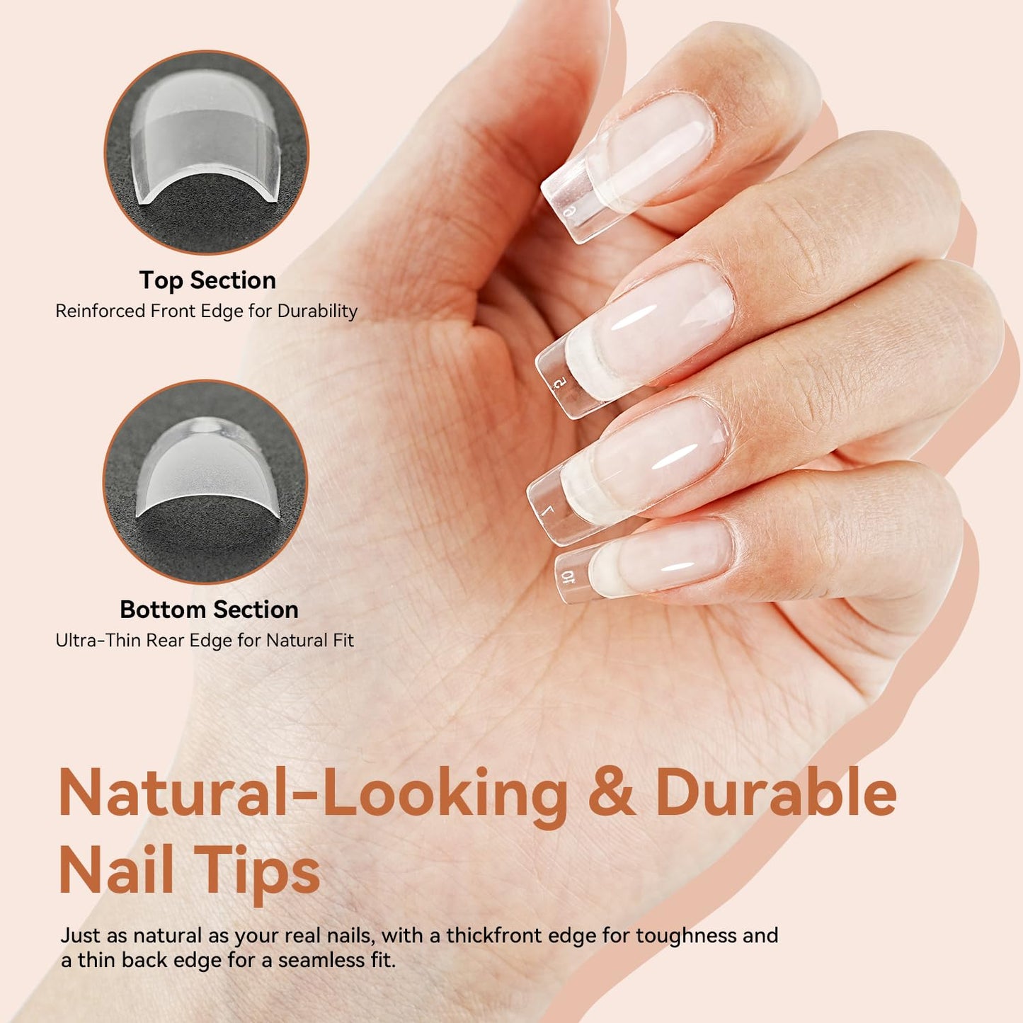JODSONE Gel Nail Kit Square Nail Tips 480PCS Mini Rechargeable Nail Lamp Pre Shaped Clear Full Cover Fake Nails Tips with Nail Glue & Top Coat U V LED Curing Lamp DIY Manicure Gifts for Women