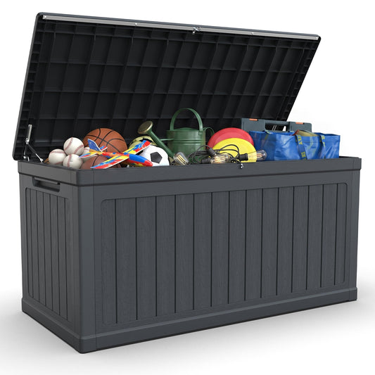 Cirui 320 Gallon Deck Box, Lockable Waterproof Storage Box, Outdoor Storage Bin for Package Delivery, Patio Cushions, Gardening Tools，Pool Accessories and Sports Equipment (Black,320 Gallon)