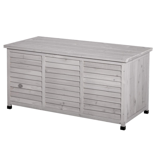 Havemies 75 Gallon Wooden Deck Box, Outdoor Storage Container with Aerating Gap & Weather-Fighting Finish, Grey