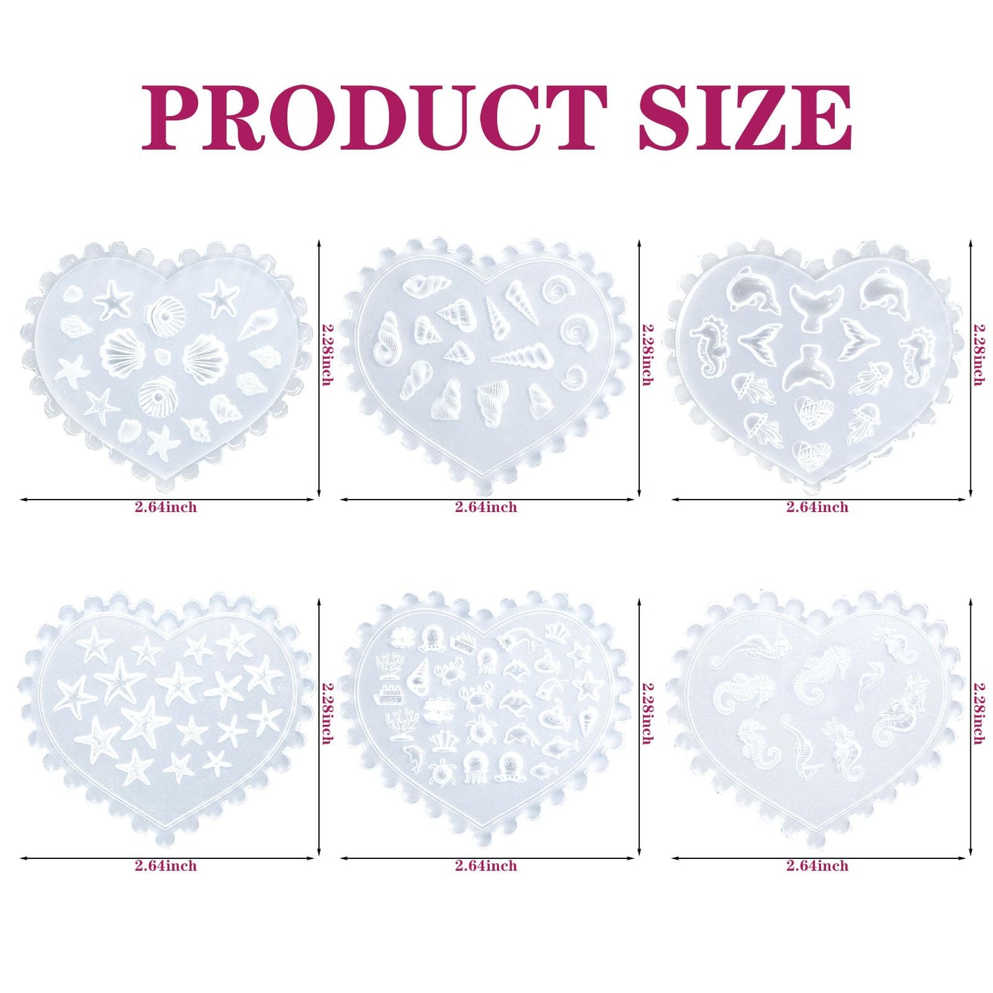 3D Silicone Nail Molds, 6Pcs Ocean Nail Art Molds Art Nail Silicone Mold with 103 Sea Charm Starfish Resin Seahorse Template Mould for Women Holiday Beach Nail Charms Accessories