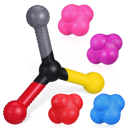 Kisangel Hand Eye Coordination Training Reaction Balls Set with 4 Multi-Color Balls and Speed Agility Tool Portable Sports Equipment for Basketball Football Training 7.87 X 7.87 X 1.57 Inches
