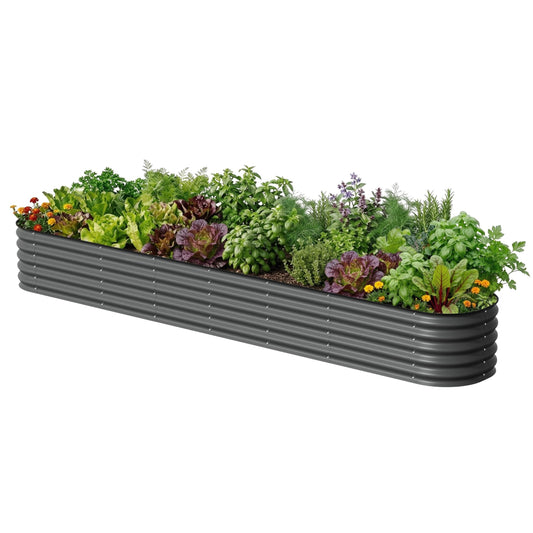 Vego garden 17" Tall 2' x 12' Giant Modular Metal Raised Garden Bed Kit, Large Metal Planter Box for Vegetables, Flowers, Herbs, Modern Gray