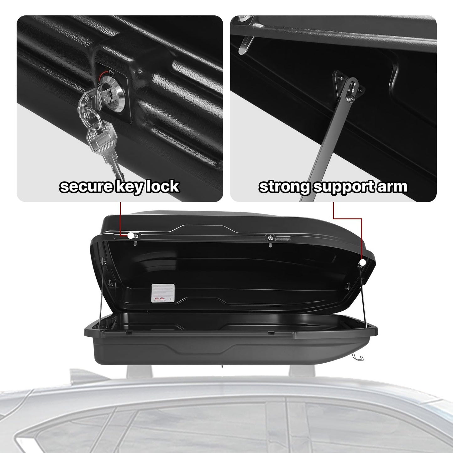 DNA MOTORING Rooftop Cargo Box, 13 Cubic Ft 110 lbs Capacity, Car Top Cargo Carrier Hard Shell Weatherproof Lockable Heavy Duty Car Top Storage Case Roof Box, 56.3" L x 36.8" W x 16.25" H, PT-ZTL-8188