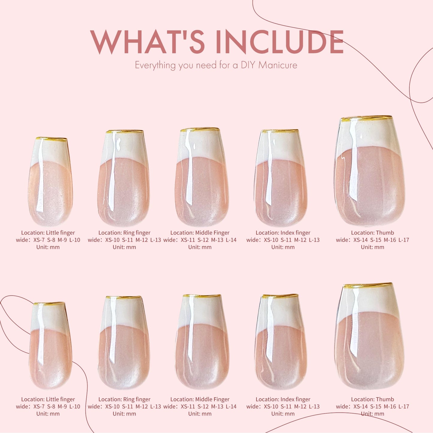 Pure Grace Nude French Tip Press On Nails 10PCS, Classic French Manicure Fake Nails with Soft Nude-Pink Base & Crisp White Tips, Elegant Minimalist Acrylic/UV Gel Press-Ons for Women (light pink, S)