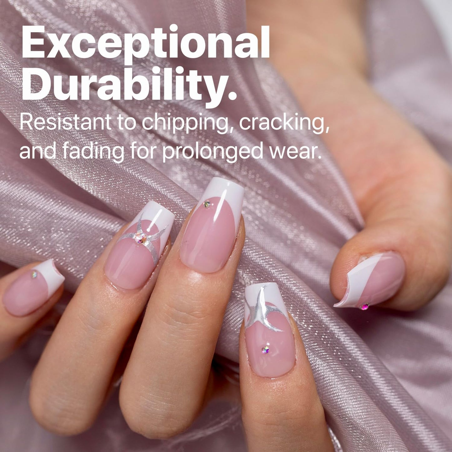 SXC Cosmetics French Tip Press On Nails – Pink Series, Short Coffin Fake Nails X-Pro Tips Starter Kit | 150PCS, 15 Sizes, 5 Styles