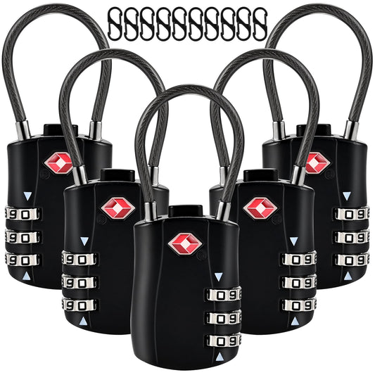 Locilot 5pcs TSA Approved Luggage Locks with 10pcs Zipper Locks, Zinc Alloy Combination Locker Suitcase Lock, TSA Locks for Luggage, Combination Lock for Locker Backpack (TSA007)