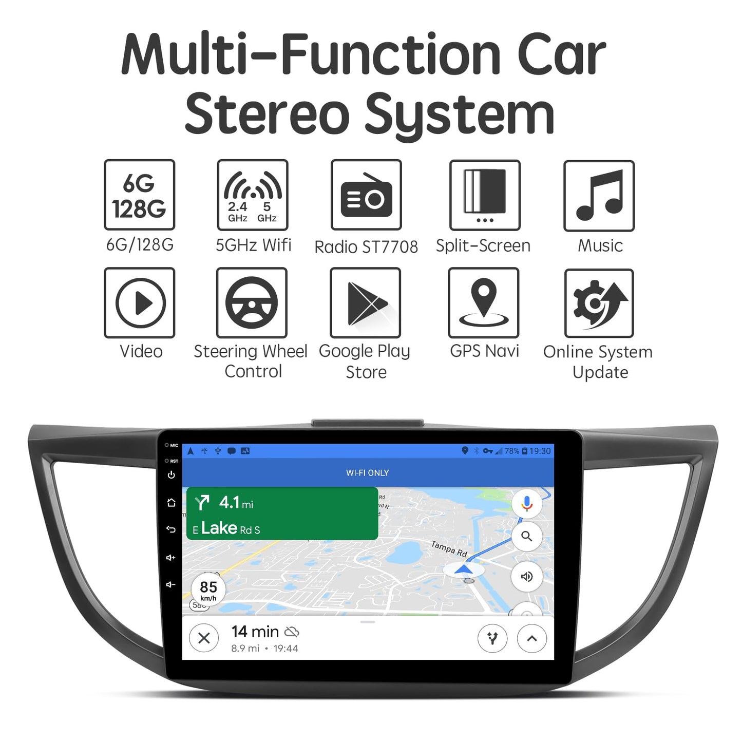 ViaBecs 10.2" Android 13 6G 128G Wireless Apple Carplay Radio for Honda CRV 2.4L 2015 2016, Touch Screen Car Stereo with Android Auto Mirror Link QLED GPS Navigation 5GHz WiFi (CAN021-R Harness)