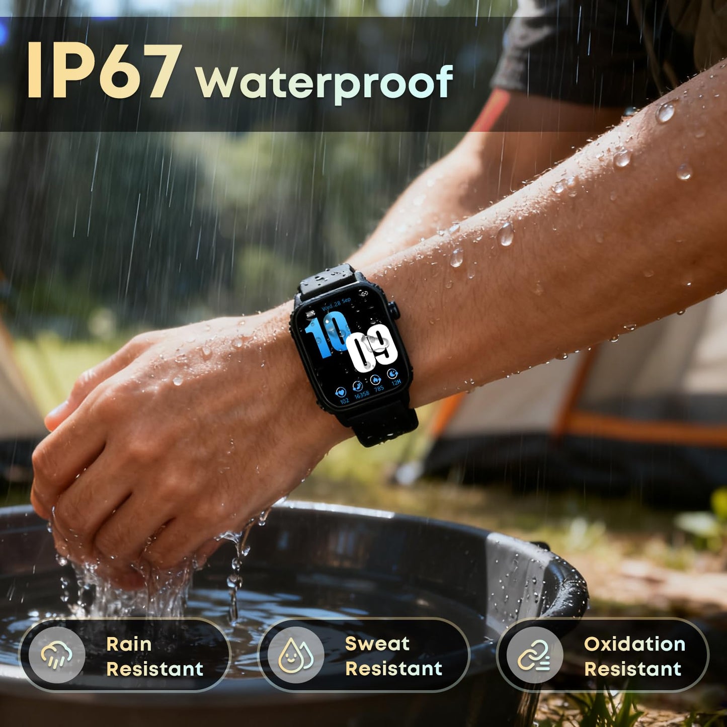 DIVOAZBVO Smart Watch for Men, 120+ Sports Modes Smartwatch with 1.83" HD Touchsreen, Sleep Monitor, IP67 Waterproof, Bluetooth Call & Music Control Fitness Watch for iPhone/Android Black