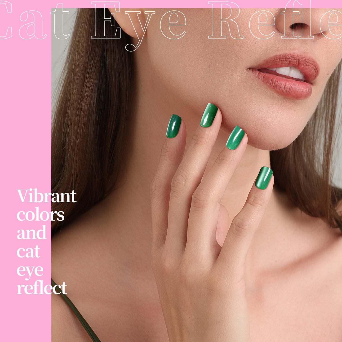 FANDAMEI Press on Nails, 6 Colors Press on Nails Short, Glossy Cat Eye Nails Short Square, Natural Fake Nails for Women, with Adhesive Tabs