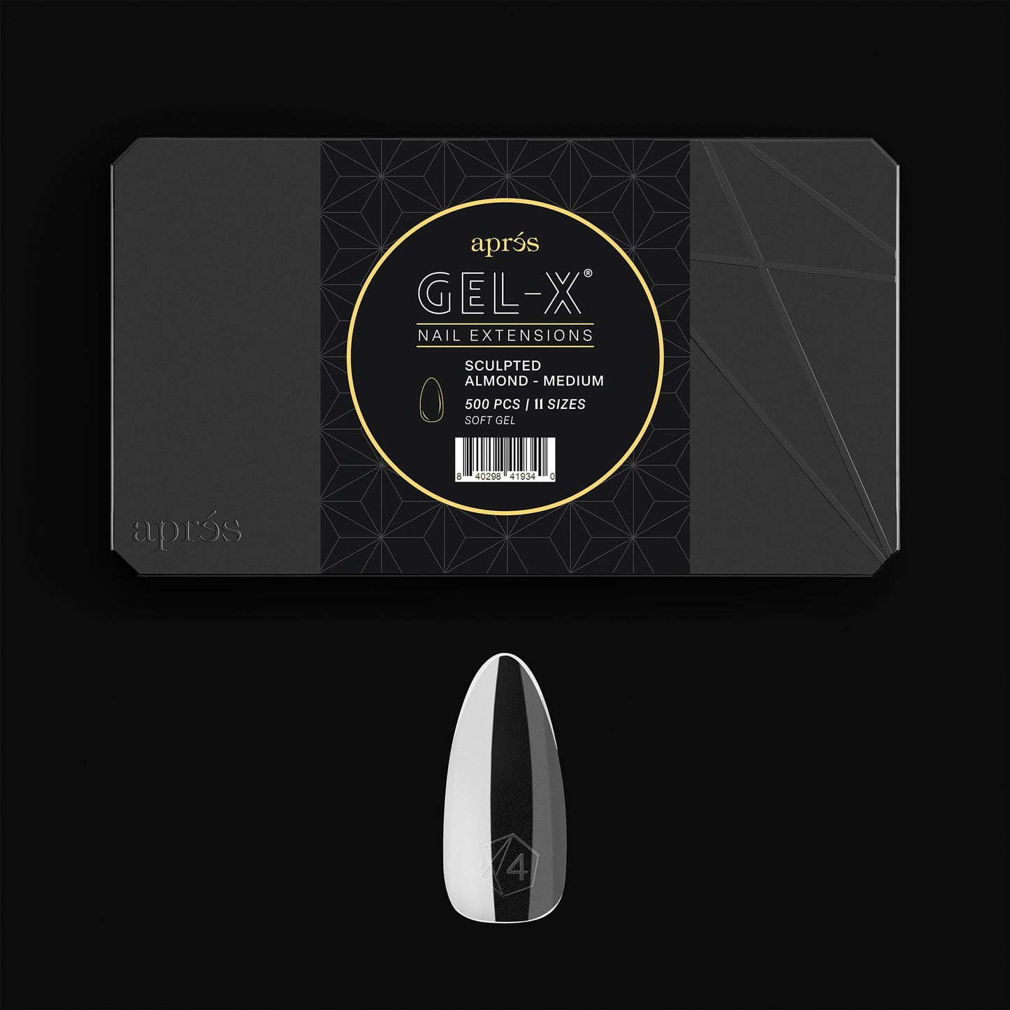 Aprés Gel-X® Tip Box | Sculpted Almond | 500pc Soft Gel Tips, 11 Sizes 00-9, Premium Quality (Sculpted Almond Medium, 500 pcs)