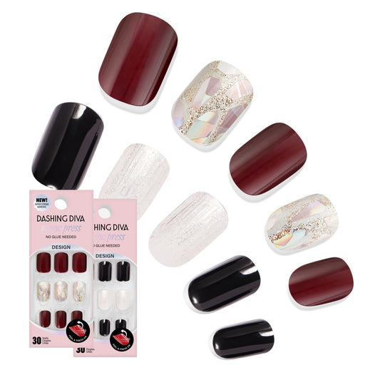 Dashing Diva Magic Press Nail Bundle - Laser Show Collection - Square Press On Nails - Wannabe Wicked & Black Beam - Long Lasting Gel - Lasts Up to 7 Days - 2 Sets