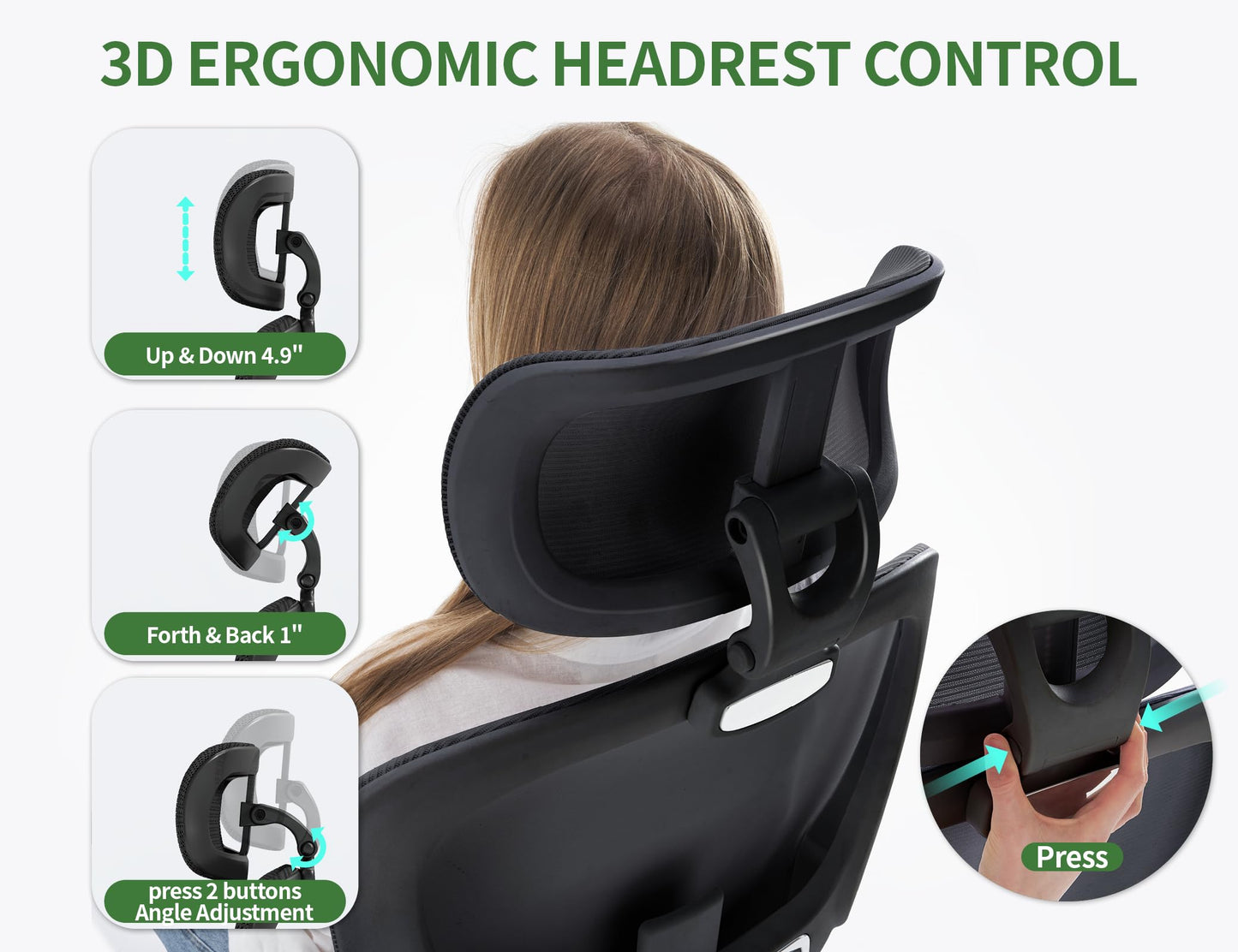 Veratric Ergonomic Office Chair: 400LBS Computer Desk Chair Comfy-Black Big and Tall Office Chair with Lumbar Support & Headrest-Gaming Chairs for Adults-Executive Office Rolling Chairs for Home Work