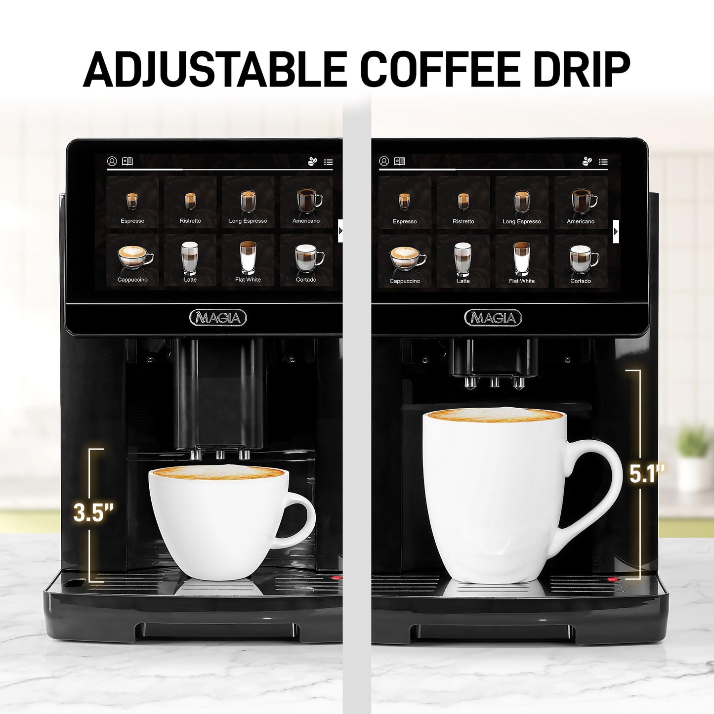 Zulay Kitchen Magia Ultra LUX Super Automatic Espresso Machine, Bean-to-Cup Coffee Maker with Built-In Grinder, Automatic Milk System, 19 One-Touch Specialty Drinks, Touchscreen, Black