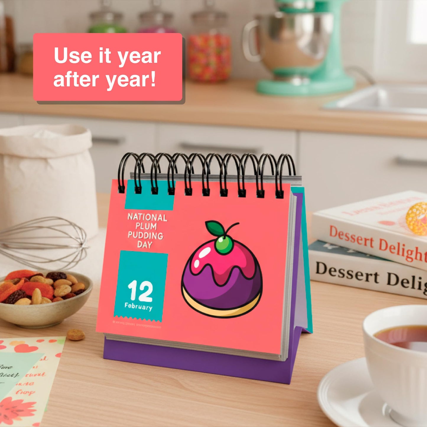 Everyday Is A Holiday Calendar | Funny Perpetual Desktop Calendar With Every Goofy & Silly Holiday For Each Day Of Year, 365 Humorous & Weird Holidays with Custom Illustrations on Every Page
