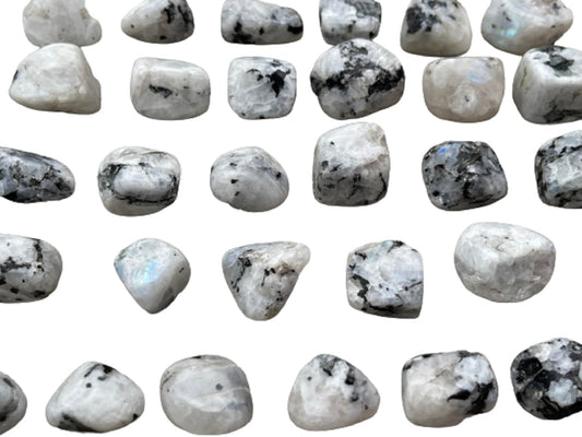 GAF TREASURES 5 Pcs Rainbow Moonstone Tumbled Stones, Polished Rainbow Moonstone Gemstone, Rainbow Moonstone Healing Crystals (Rainbow Moonstone)