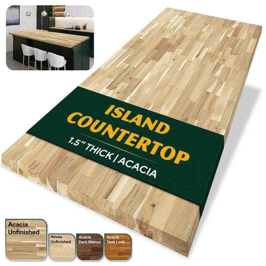 Howizz Acacia Butcher Block Countertop 72 x 36 x 1.5 Inches, Unfinished Solid Wood Table Top for DIY Desk Top, Workbench Top, Kitchen Countertop