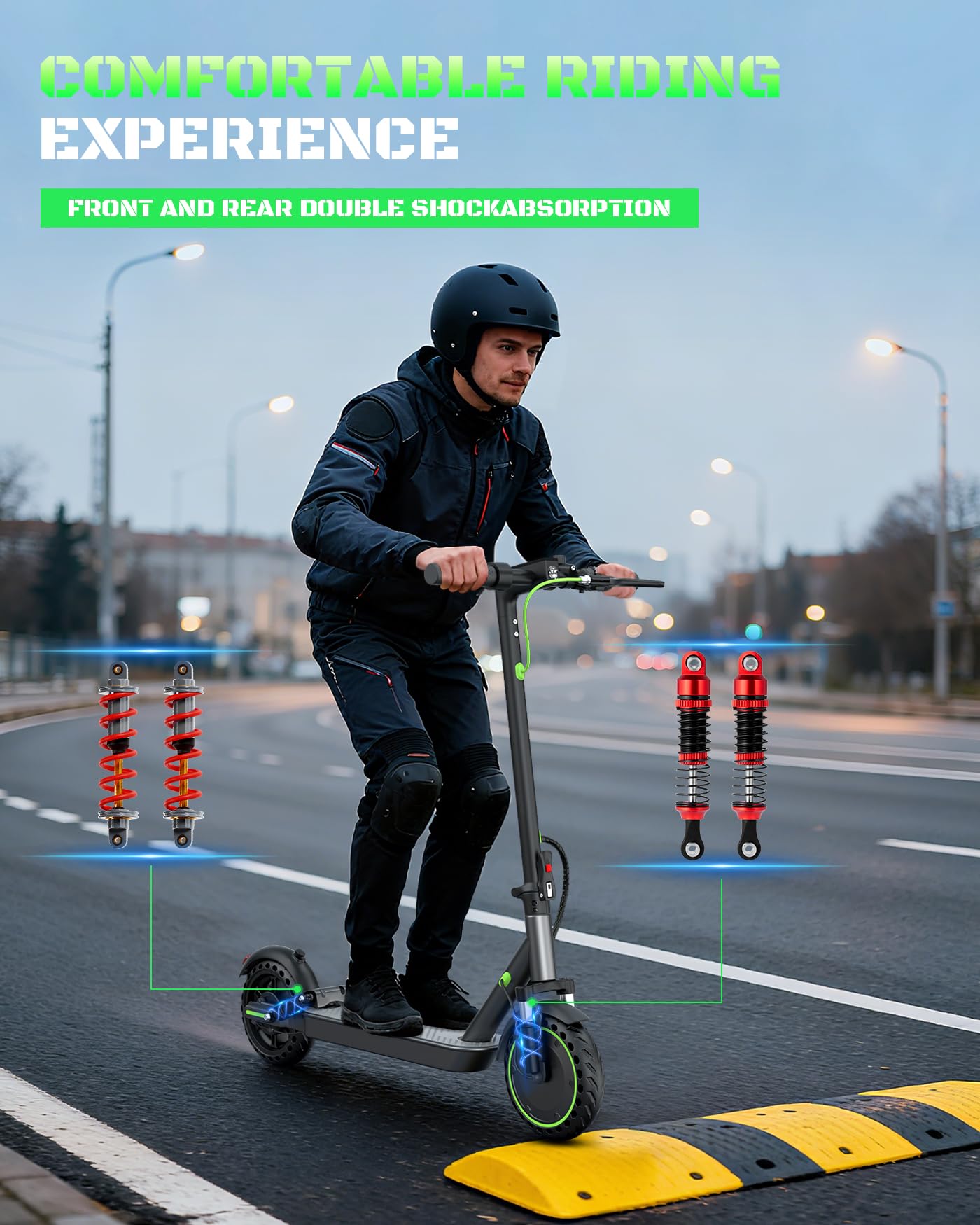 NAVIC Electric Scooter with Dual Suspension, 8.5" Tires, 350W Motor, 19 Mph, Max 18 Miles Range, Foldable E Scooter for Adults with Braking, App Control