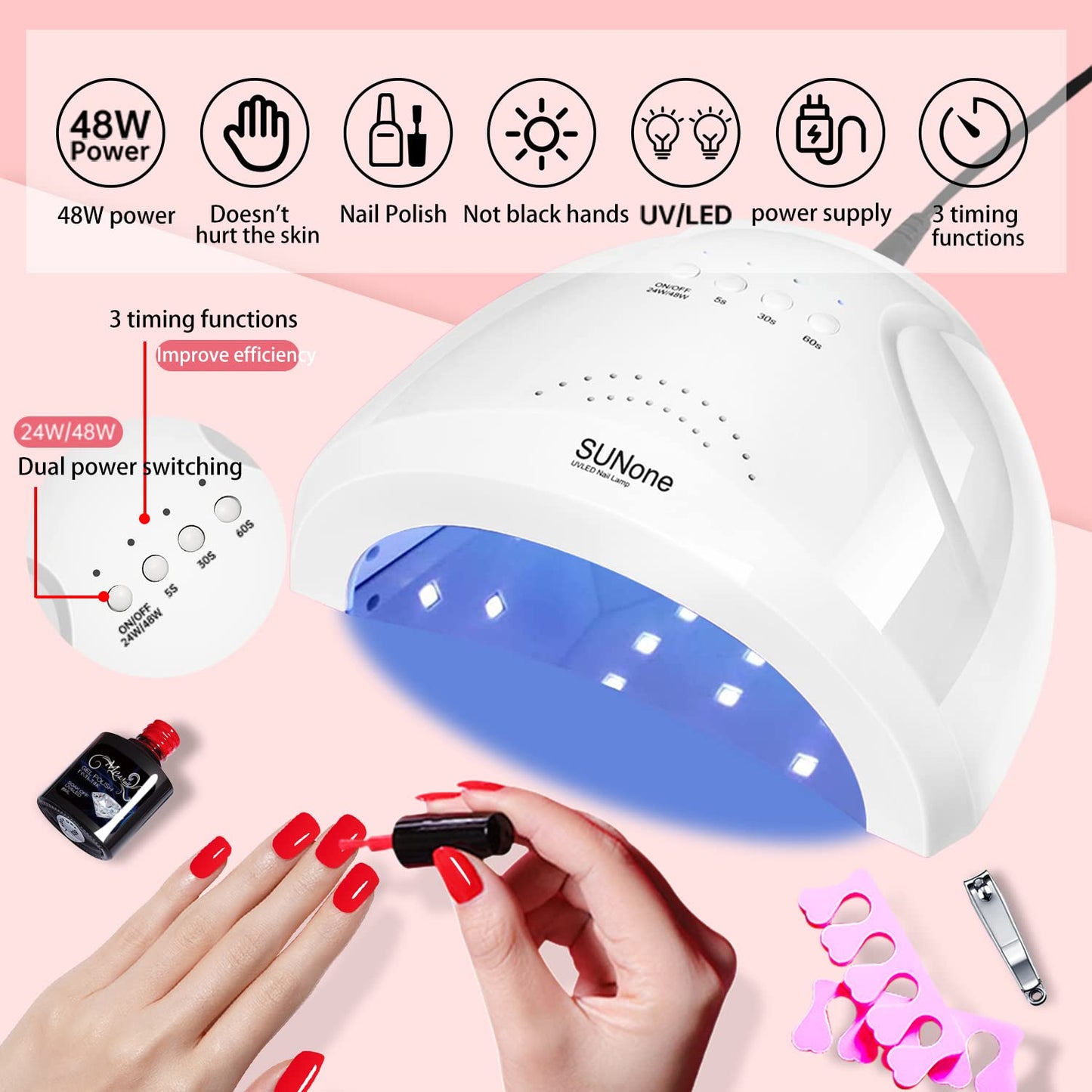 Complete Nail Studio Set with 48W UV LED Lamp, 22pcs nail polish with Base Coat and Top coat, 3 Colors Extension Poly Nail Gel set，Nail Drill & More,Professional Manicure Tool for Home DIY Salon