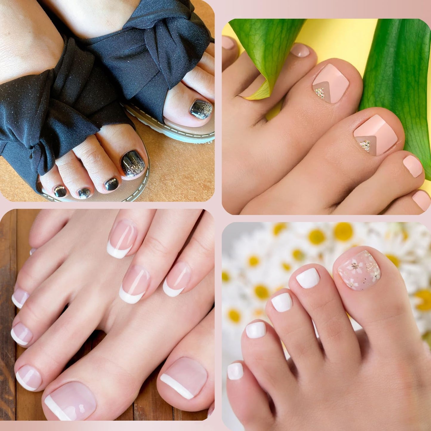 Toe Nail Tips Short Square False Soft Gel Full Cover ToeNail Tips Matte Press on Fake Toenails 12 Sizes 240pcs Pre-shape Acrylic Toenails Tips For Nail Extension Home DIY Nail Salon