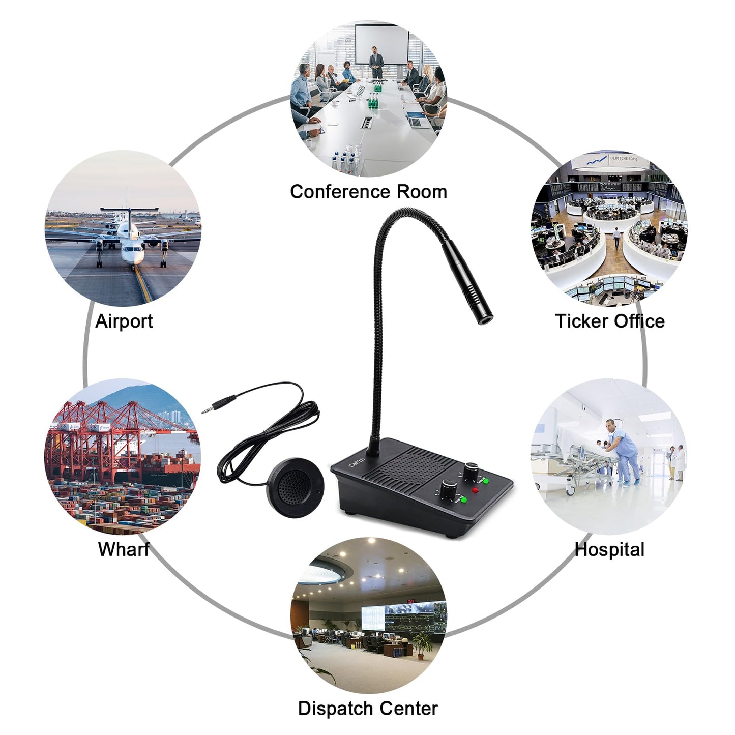 CallToU Window Speaker Intercom System,Dual Way Anti-Interference Intercommunication Microphone Talk Through Glass Window,for Business,Bank,Office,Hospital,Counter,Store,Station,School and More