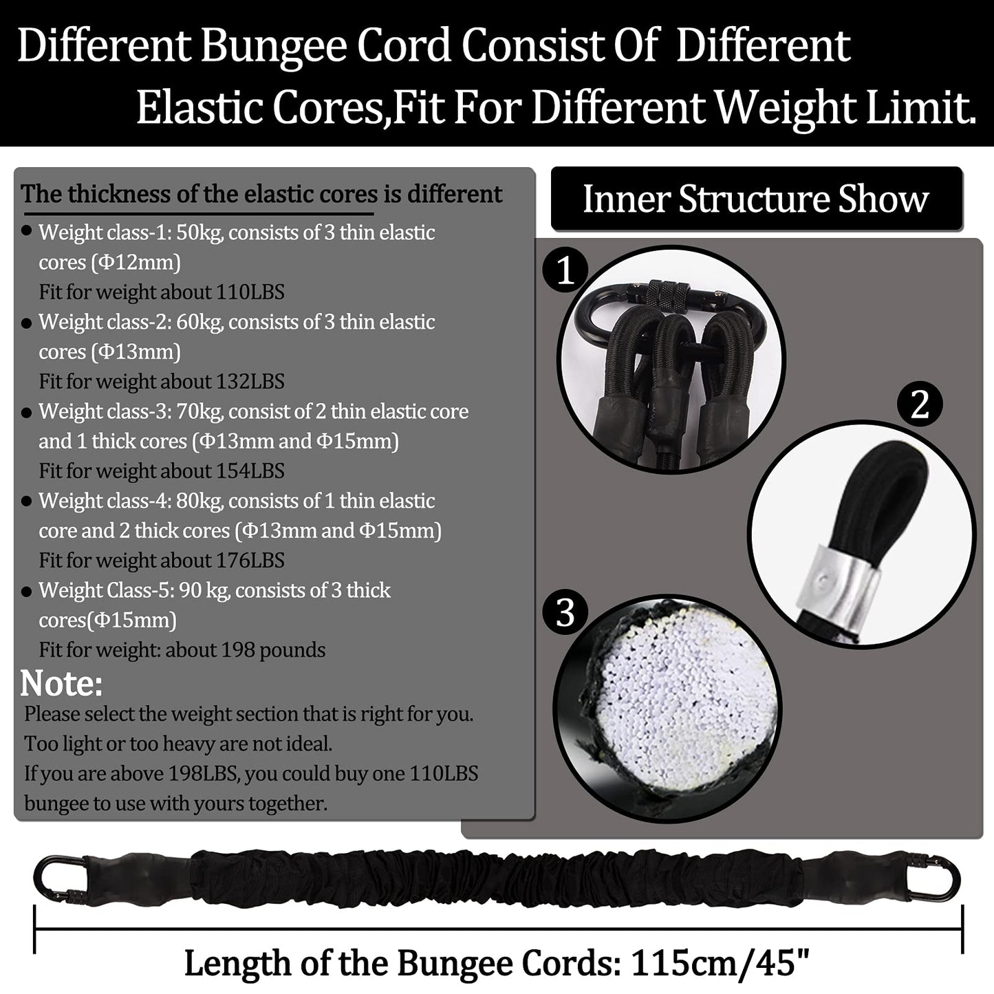 Dasking Heavy Bungee Resistance Band Set grawyti Yoga Bungee Cord Resistance Belt Set 4D Bungee Dance Rope Workout Fitness Home Gym Professional Training Equipment