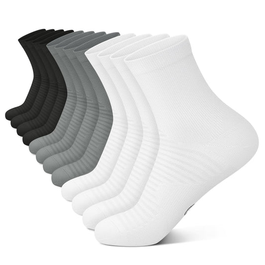 Compression Running Ankle Socks for Men and Women (6 Pairs), Quarter Athletic Socks for Running, Cycling, Golf, Work