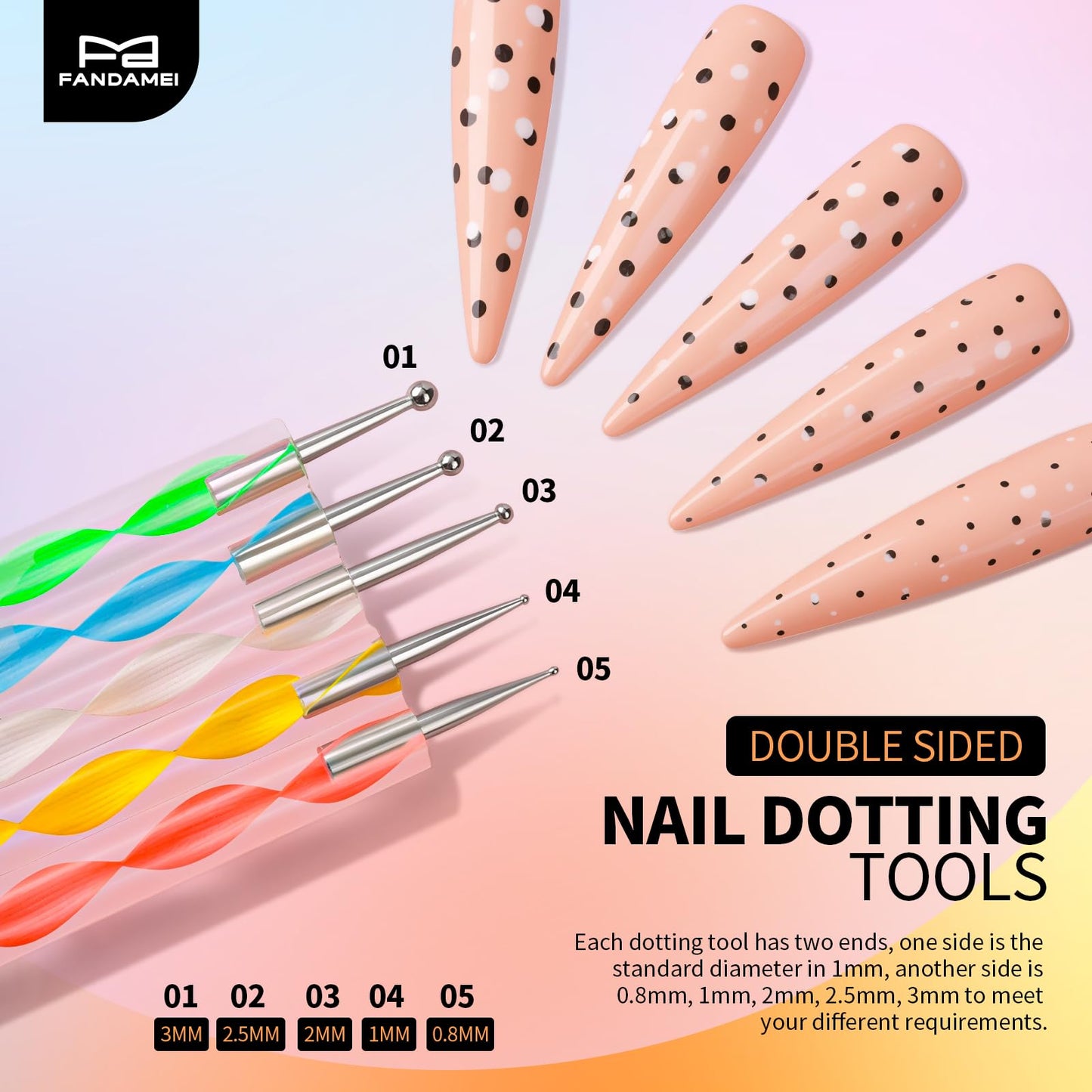 FANDAMEI Nail Art Tools, Nail Brush, 15 PCS Nail Art Brushes, 5 PCS Nail Dotting Tool, Nail Stand, Nail Holder For Painting Nails, Press On Nail Stand, Nail Tools, Nail Design Tools