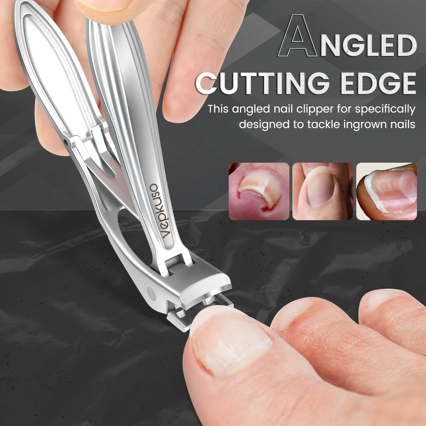 Vepkuso Toenail Clippers & Nail Clippers Set for Seniors - Heavy-Duty Long Handled Toenail Clippers for Thick Toenails, Men & Women | Hygienic Manicure Set | Gift Idea