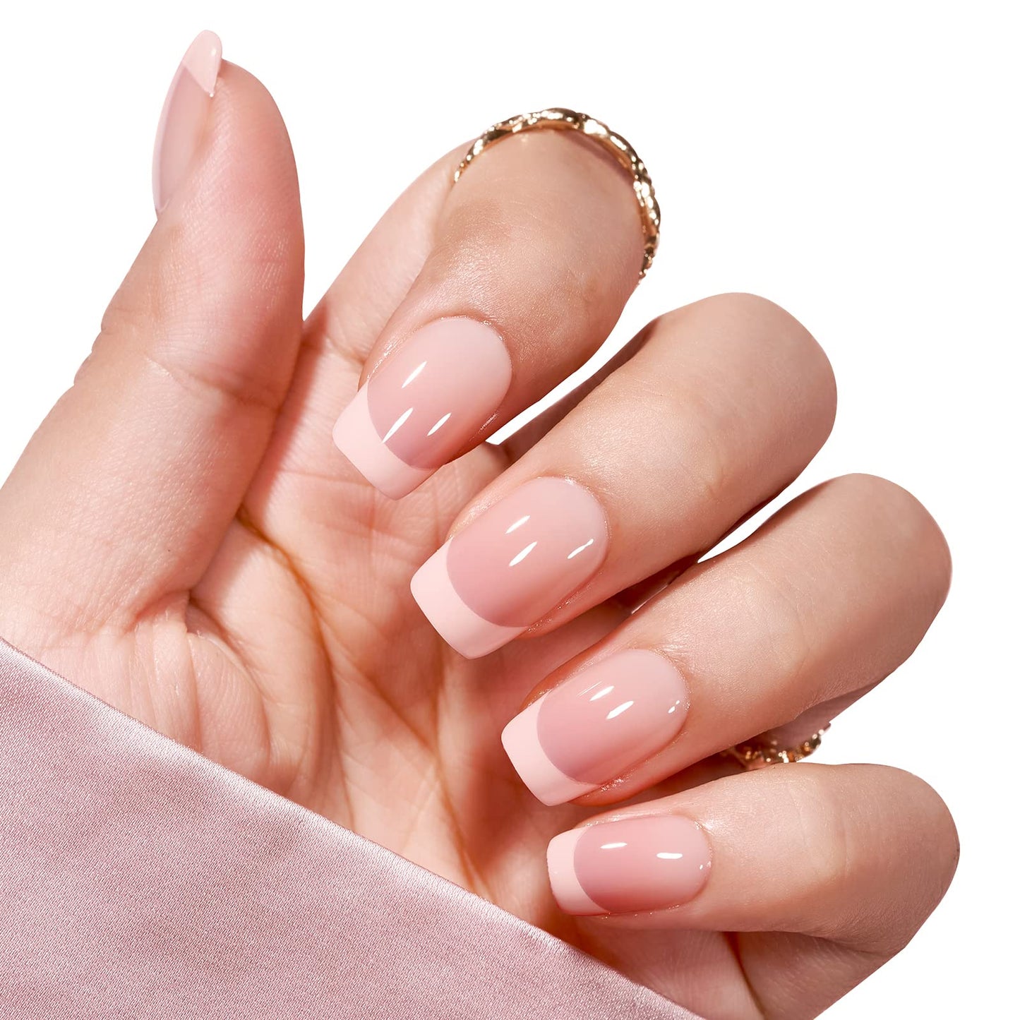 BTArtbox French Tip Press on Nails Toenails Short - Timeless Grace & French Girl