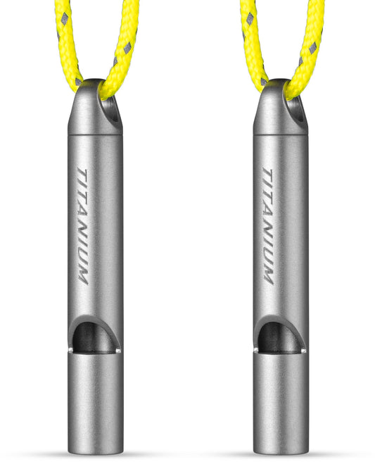 IUMIUN Titanium Pealess Emergency Whistle, 120-130dB High Frequency Safety Survival Whistle for Hiking Camping Boating Dog Training
