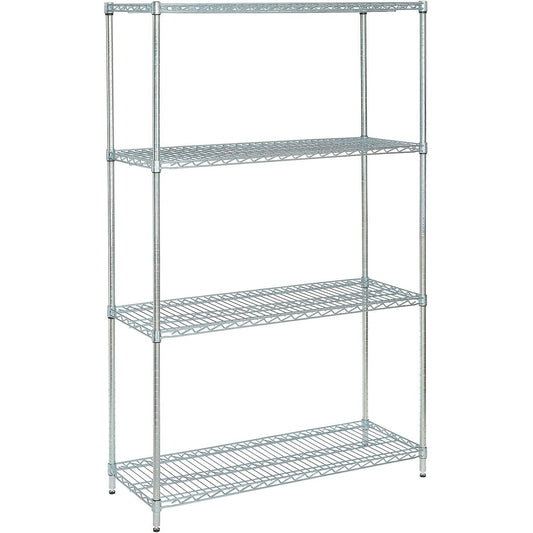 Nexel 18" x 48" x 74", 4 Tier Economy Adjustable Wire Shelving Unit, NSF Listed Commercial Storage Rack, Adjustable, Zinc Chromate