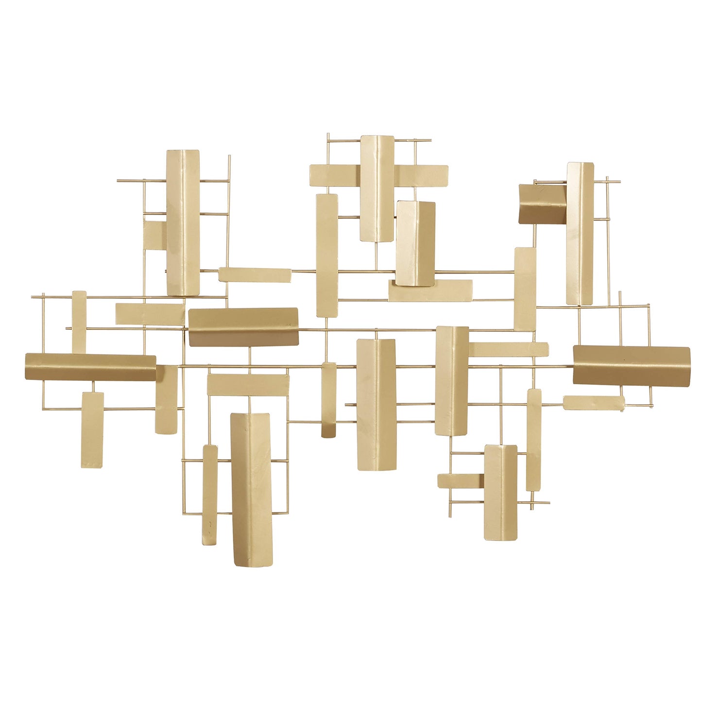 CosmoLiving by Cosmopolitan Metal Geometric Home Wall Decor 3D Stripe Wall Sculpture, Wall Art 36" x 1" x 23", Gold