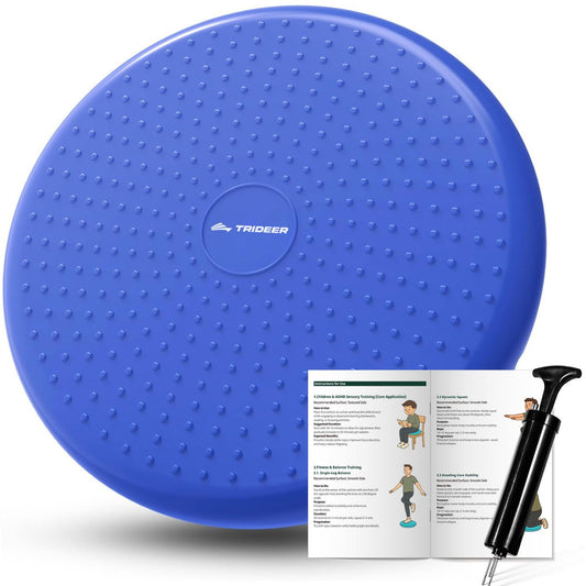 Trideer Wobble Cushion with Inflation Pump - Wiggle Seat for Sensory Kids(Multiple Colors), Balance Disc (Extra Thick)