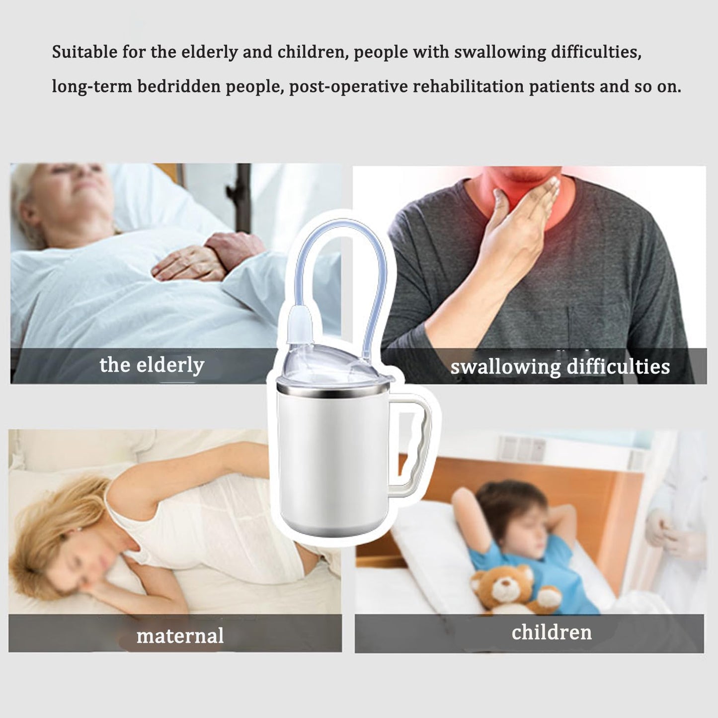 Multifunctional Adult Sippy Cup for Elderly Spill Proof - Precise Liquid Control, Easy to Grasp Handles,17.6oz Stainless Steel Sippy Cup with Straw,Suitable for Seniors Patients Limited Mobility