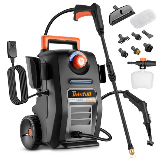 This Hill 2-in-1 Pressure Washer and Steam Cleaner, 3000 PSI 2 GPM Power Washer, 1500W Steam Cleaner with 1L Tank, Portable Cleaning Machine for Car Detailing, Patio, Tile, Grout, Furniture