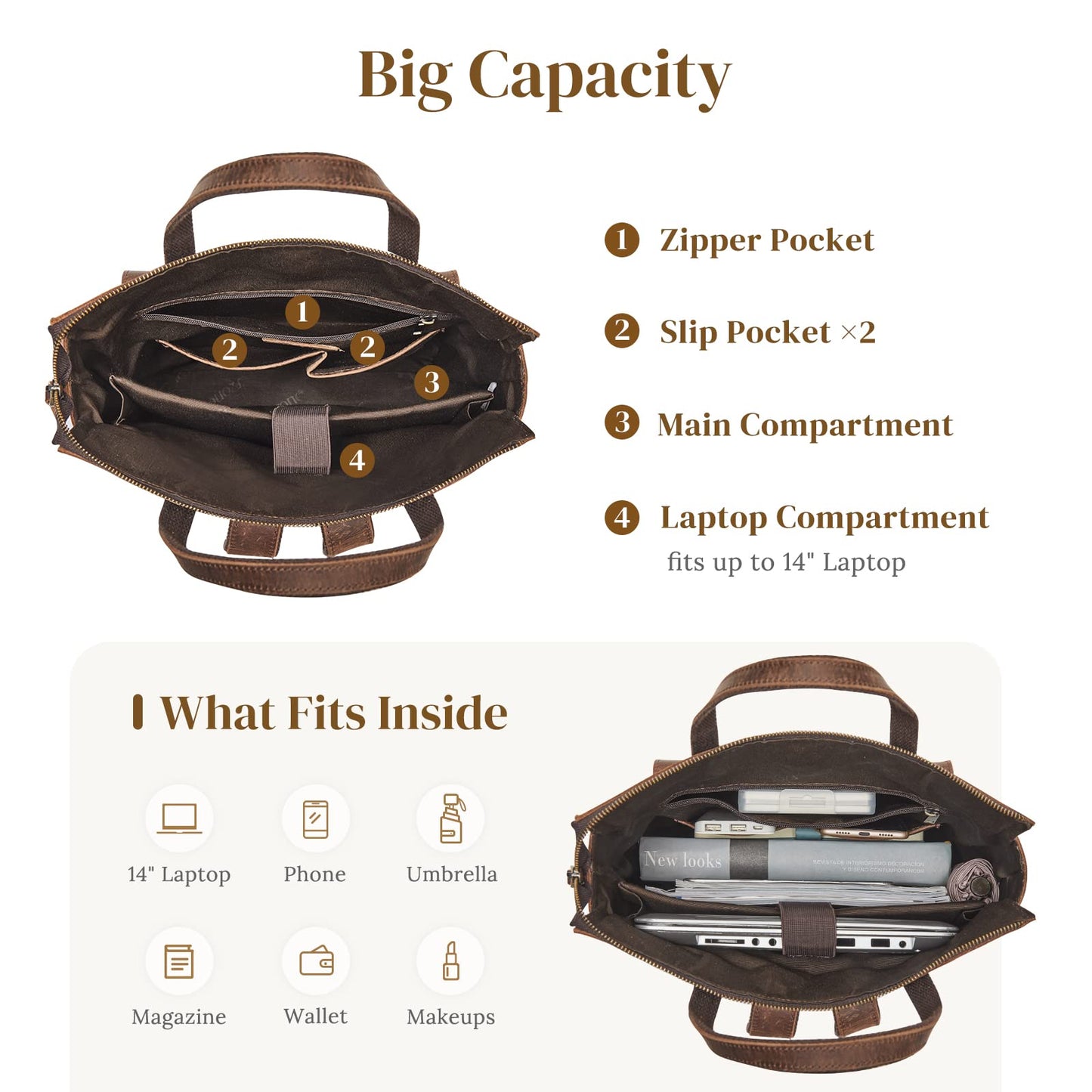 S-ZONE Genuine Leather Backpack Purse for Women Men Vintage Rucksack Handbag Travel Daypack