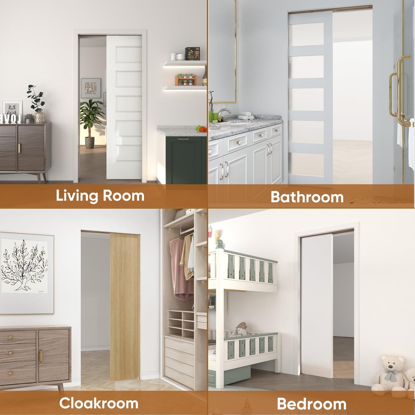 JUBEST 36"x 80" Pocket Door Frame Kit with 220LBS Soft Close Mechanism and Galvanized Steel Studs, Pocket Door Kit for 2x4 Stud Wall, Suitable for Doors Wide 24"-36", Easy to Install
