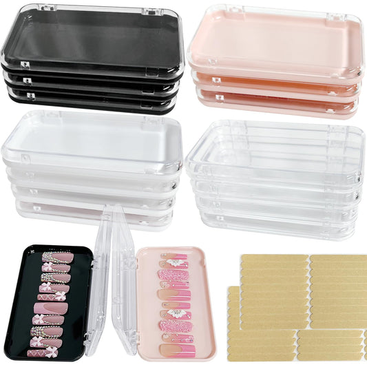 14Pcs Press On Nail Packaging Box Large,Press on Nail Storage Box for Press Ons Long, 5.1”×2.95” Fake Nail Storage Cases with 60 Pcs Adhesive Tape for Fake Nails Storage Display Nail Salon Business