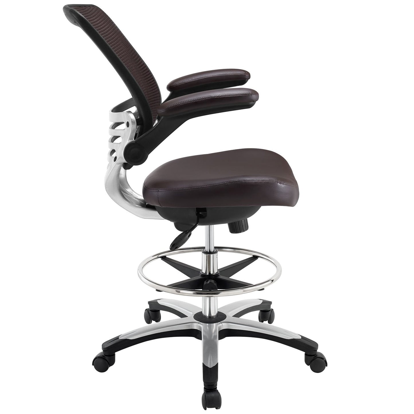 Modway EEI-211-BRN Edge Drafting Chair - Reception Desk Chair - Flip-Up Arm Drafting Chair in Brown