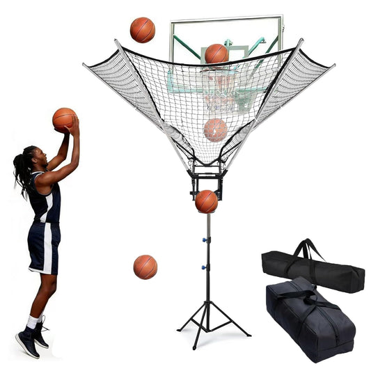 Basketball Rebounder 180° Rotating Universal Fit for All Rims, 86" Wide Net Return System, Portable Shooting High-Efficiency Training & Trainer for Solo Practice