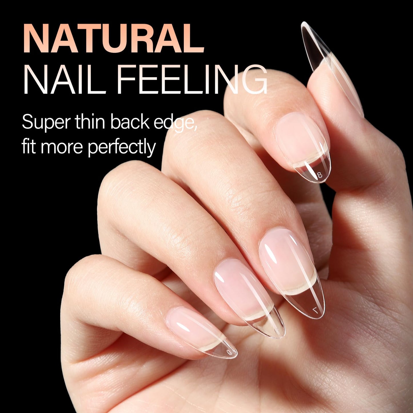 AILLSA Short Oval Round Nails 504PCS Clear Gel Nails Tips Press on False Soft Nails Tip Full Cover Fake Gelly Nails Tips for Nail Extension DIY Home Salon Gift, 10 Sizes Preshaped Nail Tips