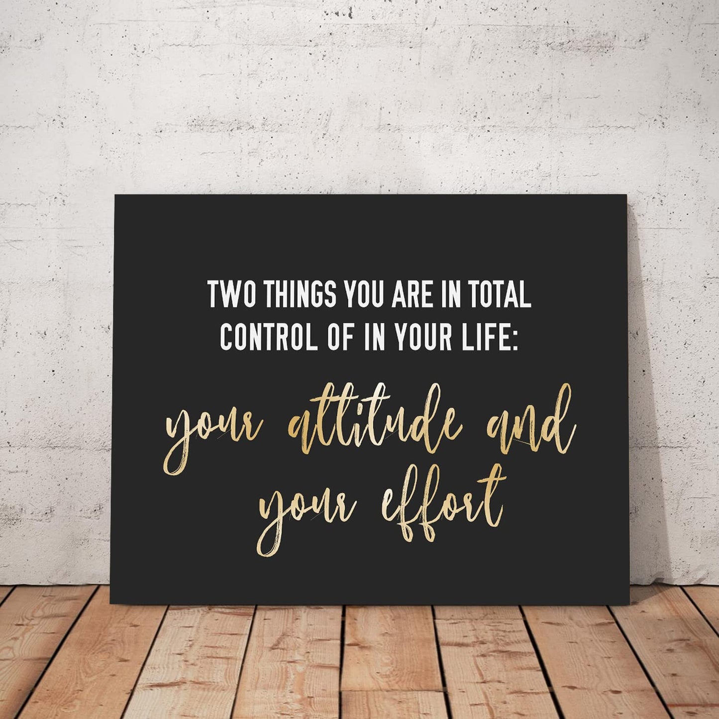 WOWGOOMO Entrepreneur Motivational Canvas Wall Art Inspirational Quotes Wall Art Control Your Attitude and Effert Canvas Print Framed for Home Office Workplace Classroom Bedroom Wall Decor 12"x16"