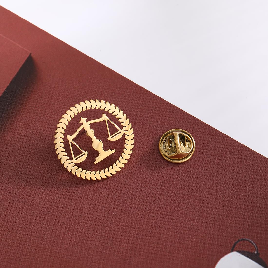 Metal Balance Badges Suit Brooch Libra Scales Brooches For Men (2pcs gold)