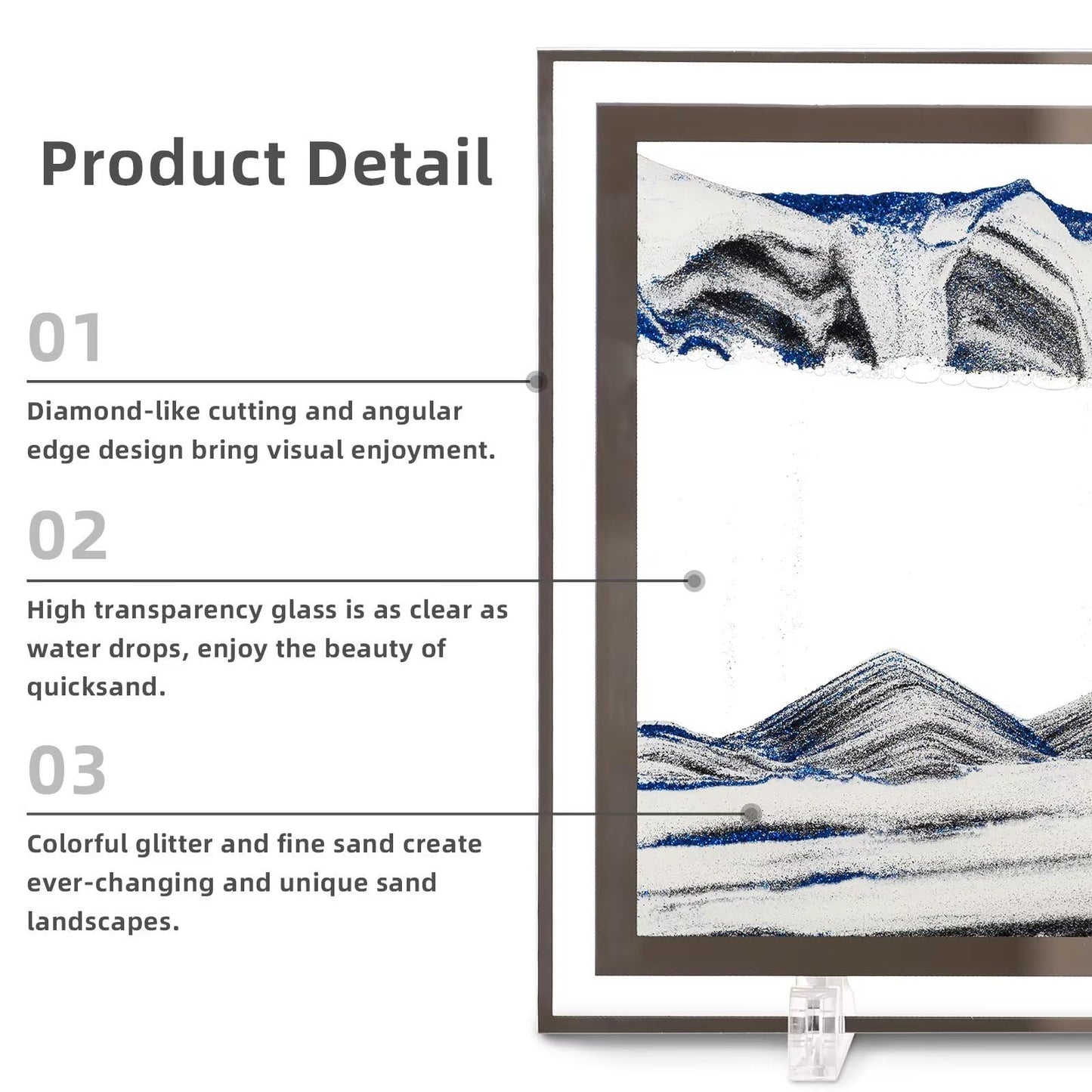 LCDOCLAK Moving Sand Art Picture (12 * 10 in),3D Hourglass Deep Sea Sandscape,3D Desktop Art for Home Office Decoration