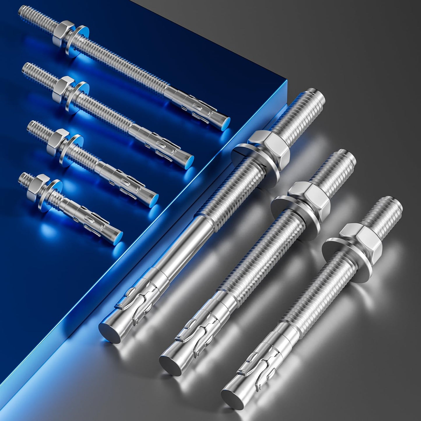 Wensilon 30Pcs 1/2x4 Inch Standard Fasteners for Heavy-Duty 304 Stainless Steel Wedge Anchors for Cement and Concrete
