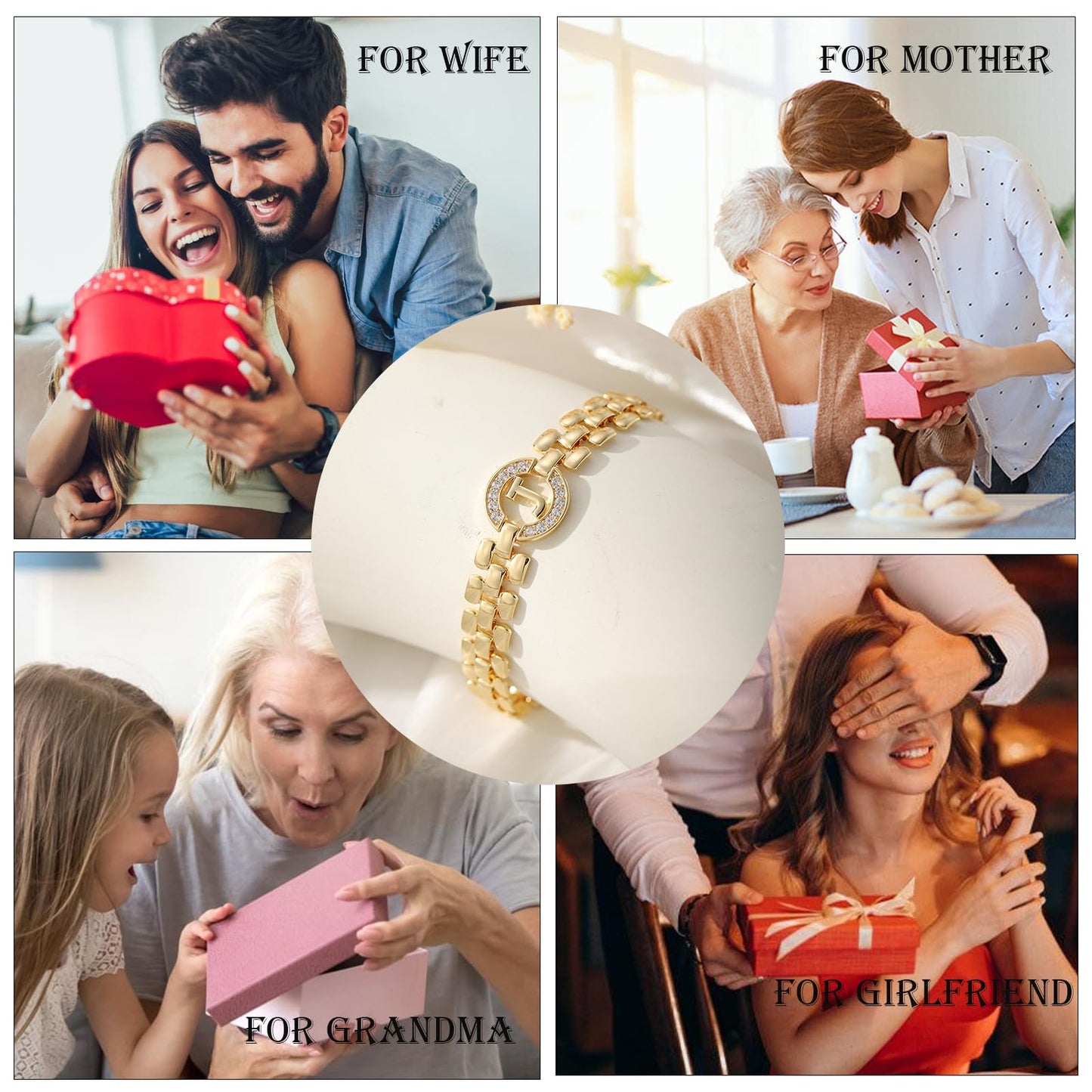 WEDDINEN Initial Bracelet,14K Gold Plated Letter Bracelets for Women, Thick Bangle Wrist Gold Alphabet Bracelet for Women, Christmas Gifts for Women Jewelry Initial C Charm Chain
