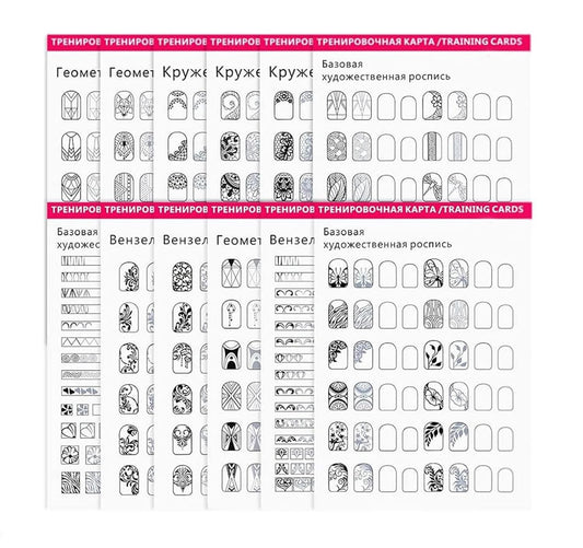Nail Art Practice Mat, Nail Design Training Sheet, 3D Effect Washable Reusable Nail Art Kit with 12 Modes, Multi Nail Shapes for Nail Artists