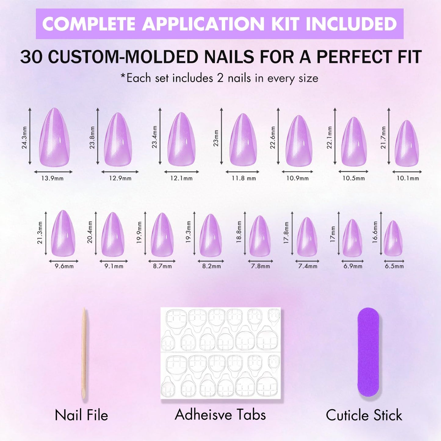 KQueenest Bright Hot Pink Cat Eye Press on Nail Almond, 30 Pcs 15 Sizes Shiny Sparkle Fake Nails Press on Medium Stiletto, Custom Thick Quality, Reusable Cute Glue on Nail for Women Summer Party
