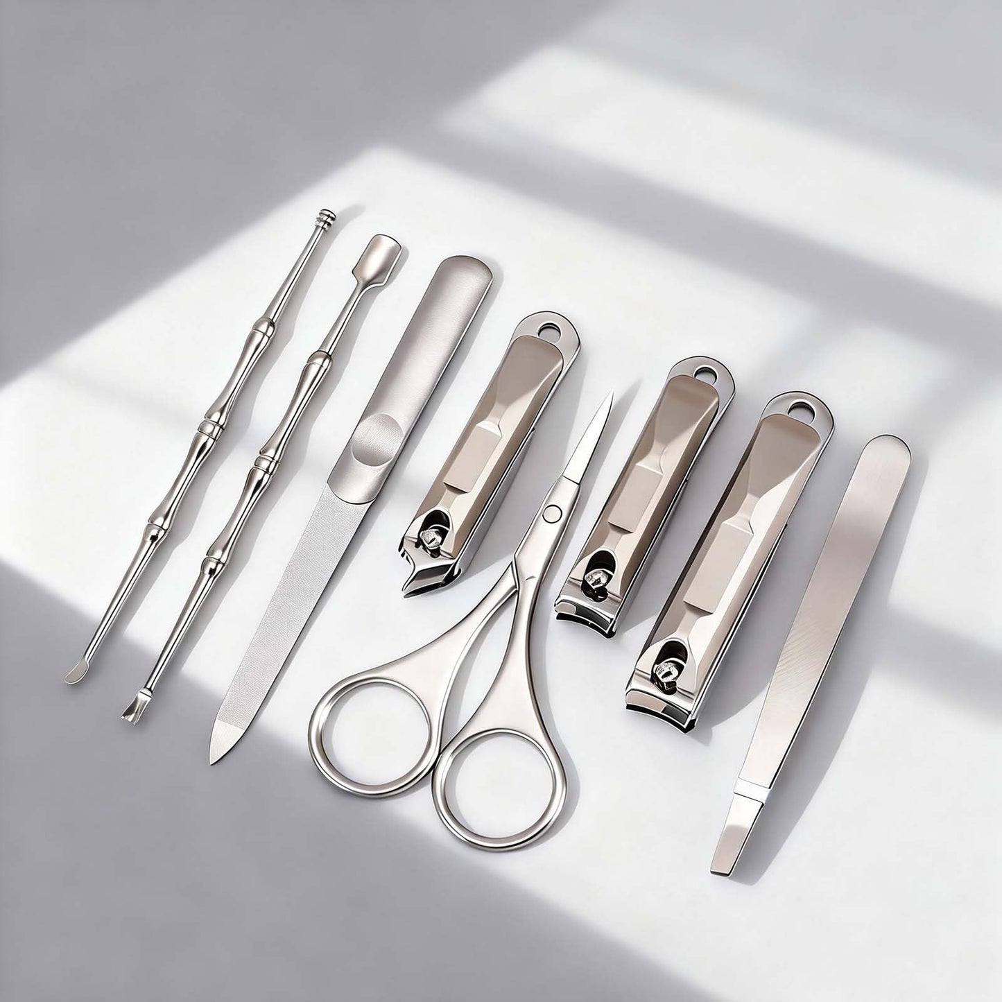 8-in-1 Manicure Kit for Women – Professional Stainless Steel Nail Clippers Setwith PU Travel Case | Nail File, Cuticle Pusher, EyebrowScissors, Tweezers, Ear Pick for Home & Travel Nail Grooming